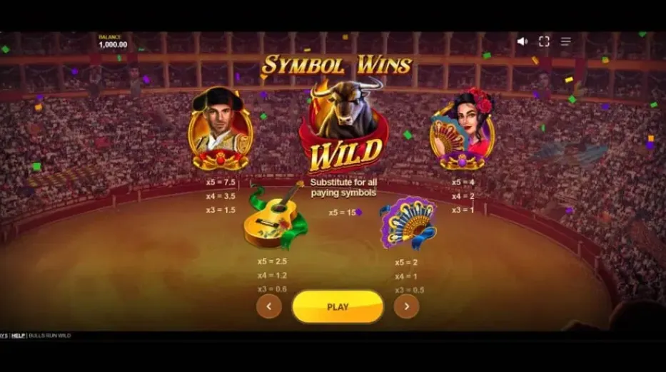 Bulls Run Wild symbols 